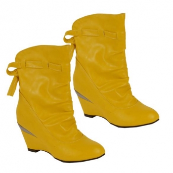 

Yellow Girls Winter Round Toe Shoes Wedge Boots, Multicolor