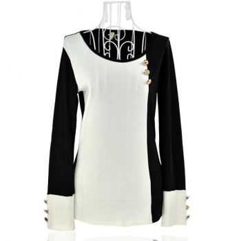 

White Women's Long Sleeves Slim Fit Render Tank Tops T-Shirts, Multicolor