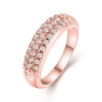 

Rose Gold Romantic Round Shape Bar Setting Rhinestone Party Ring, Multicolor