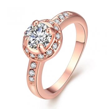 

Rose Gold Romantic Plant Shape Prong Setting Bridal Sets Rhinestone Party Ring, Multicolor