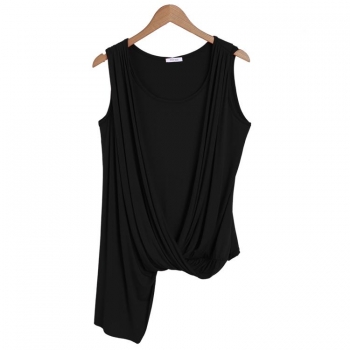 

Black Meaneor New Ladies Women Casual Sleeveless Asymmetric T-Shirt Tops Vests Tanks & Camis, Multicolor
