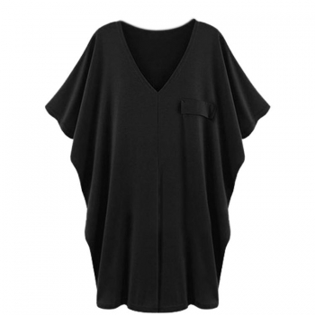 

Black Meaneor Stylish Ladies Women V-neck Loose Bat Sleeve Shirts & Blouses Tank Casual Tops, Multicolor
