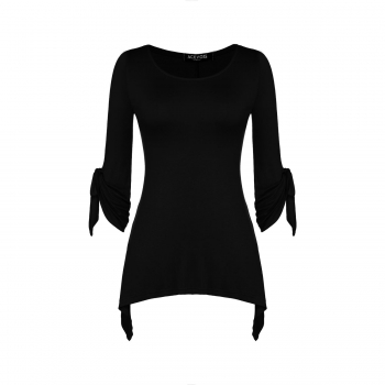 

ACEVOG Black Stylish Ladies Women 3"4 Flare Sleeve Solid Slim Irregular Asymmetric Blouse Shirt T-Shirt Tank Casual Tops, Multicolor