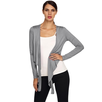 

Meaneor Gray New Stylish Ladies Women Casual Long Sleeve Solid Tie Front Cropped Shrug Top Cardigan Coats Jackets Suits & Blazers, Multicolor