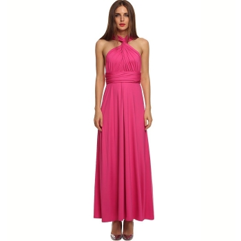 

Pink Bandage Backless Full Gown Wedding Bridesmaid Dresses, Multicolor