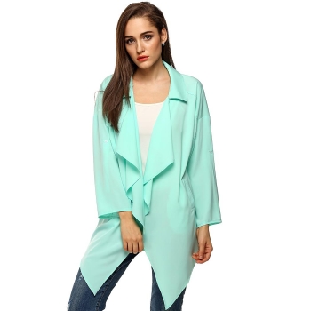 

ACEVOG Lake blue On Clearance Women Fashion Casual Loose Lapel Batwing Long Sleeve Irregular Hem Pocket Solid Trench Coat Shirts Blouses Suits & Blazers, Multicolor