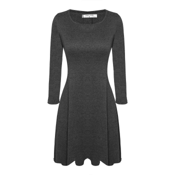

Grey Round Neck 3"4 Sleeve Solid Color Casual Dresses, Multicolor