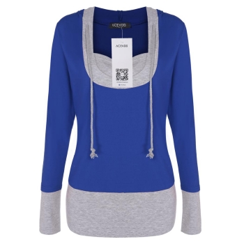 

Blue Long Sleeve Patchwork Pullover Leisure Sports Sweatshirts, Multicolor