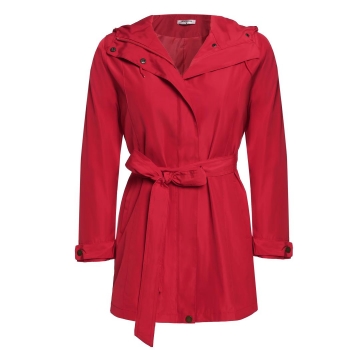 

ANGVNS Red Fashion Stylish Ladies Women Front Zip Long Sleeve Hoodie Windcoat Trench Coats & Jackets, Multicolor