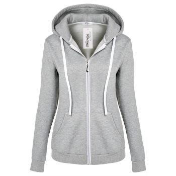 

Gray Meaneor Stylish Women Long Sleeve Solid Hooded Coat Sports Outerwear Sweatershirt Hoodies & Sweatshirts, Multicolor