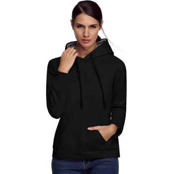 

ACEVOG Black Casual Hooded Raglan Long Sleeve Solid Fleece Pullover Hoodies & Sweatshirts, Multicolor