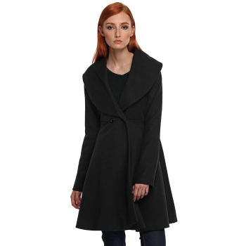 

ANGVNS Black Women Winter Vogue Elegant Cardigan Wind Coats & Jackets, Multicolor