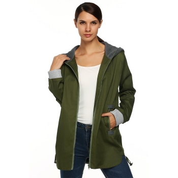 

Meaneor ArmyGreen Autumn Winter Fashion Women Hoddie long Sleeve Zip Trench Jacket​ Coats & Jackets, Multicolor