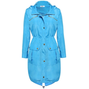 

Meaneor Blue On Clearance Stylish Ladies Women Casual Hooded Long Trench Solid Hoodies Thin Overcoat Pocket Windbreaker Coats & Jackets, Multicolor