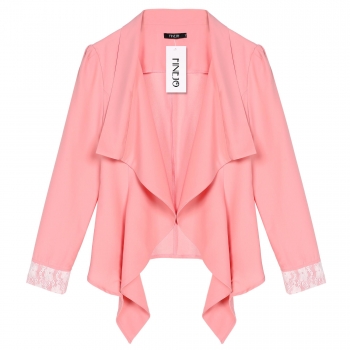 

Pink Finejo New Stylish Women Casual Long Sleeve Lace Patchwork Cardigan Jacket Coat Suits & Blazers, Multicolor