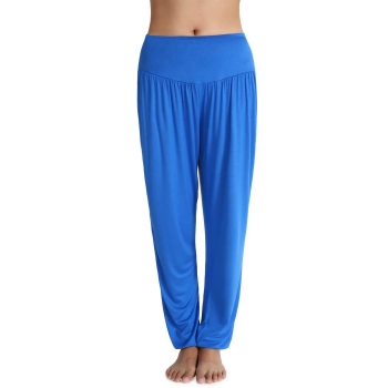 

Meaneor Dark blue Women Casual Sports Leisure Yoga Bloomers Harem Solid Slacks Long Loose Pants, Multicolor