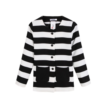 

Black&White Meaneor Winter Fall Autumn Stylish Ladies Women Long Sleeve Round Neck Coats & Jackets, Multicolor