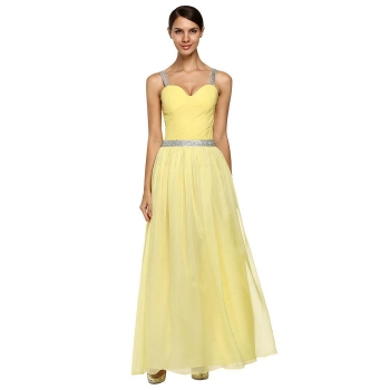 

Yellow Zeagoo Elegant Ladies Fashion Backless Sequins Long Formal Party Prom Strap Evening Wedding & Bridesmaid Dresses, Multicolor