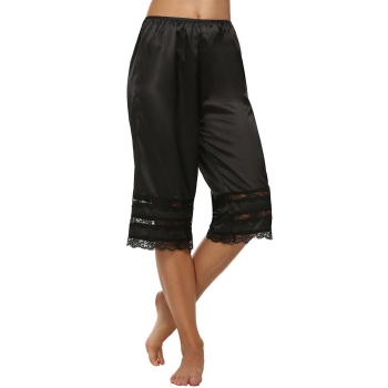 

AVIDLOVE Black Women Casual Loose Elastic Waist Lace Trimming Patchwork Solid Culottes Slips Leggings Pants Shapewear & Pajamas, Multicolor