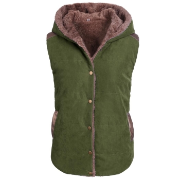 

Army green Meaneor Autumn Winter Fashion Stylish Ladies Women Sleeveless Hoodie Zip Coats & Jackets, Multicolor