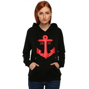 

Black Casual Hooded Long Sleeve Pullover Hoodies, Multicolor