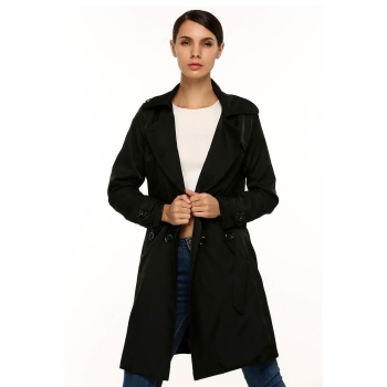 

Zeagoo Black European Women Fashion Lady Casual Double Breasted Long Dust Windbreaker Trench Overcoat with Belt Coats & Jackets, Multicolor