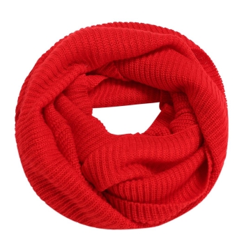 

Finejo Unisex Winter Warm Solid Knit Crochet Scarf Shawl Collar Neck Wrap Warmer, Red