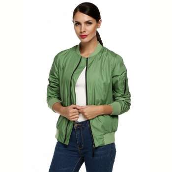 

Zeagoo Army green Women Fashion Casual Long Sleeve Zipper Baseball Sport Coats & Jackets, Multicolor