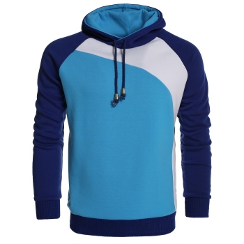 

Coofandy LightBlue Men's Warm Contrast Color Hooded Slim Pullover Hoodies, Multicolor