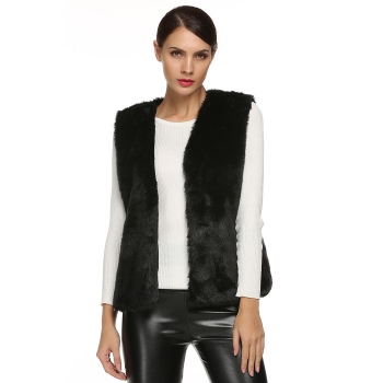 

ACEVOG Black Women Fashion Sleeveless Casual Faux Fur Vest Warm Outwear Coats & Jackets, Multicolor