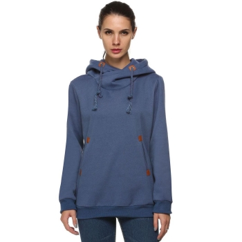 

ACEVOG Blue Women Fashion Long Sleeve Casual Pullover Hooded Sweatershirt Hoodies & Sweatshirts, Multicolor
