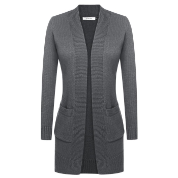 

Dark gray Stand Collar Long Sleeve Solid Long Cardigan, Multicolor