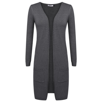 

Angvns Gray Women Fashion Casual Long Sleeve Side Split Solid Sweaters & Cardigans, Multicolor