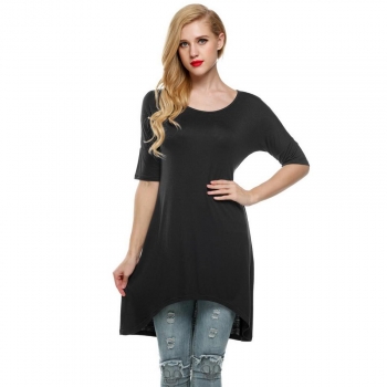 

Meaneor Black Women's High Low Short Sleeves Long T-Shirt Tank Tops Shirts & Blouses Tunics, Multicolor