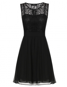 

Black Sheer Lace Sleeveless A-line Wedding Bridesmaid Dresses, Multicolor