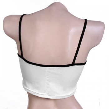 

White black Fashion Ladies Women Sexy Strap Stretch Bodycon Hollow Out Slim Casual Sports Basic Tank T-Shirts Crop Tops, Multicolor