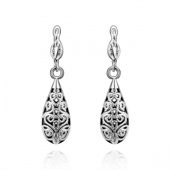

Trendy Platinum Plated Water Drop Shape Earrings
