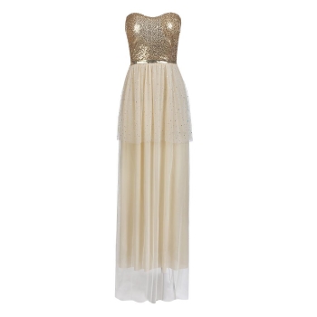 

Apricot Strapless Sequins Cocktail Party Ball Gown Evening Dress, Multicolor