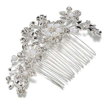 

Alloy Charming Hair Comb Clip Beads Resin Rhinestone Decor Wedding Bridal Hair Accessory