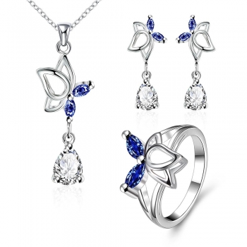

S016-B Fashion popular 925 silver plated jewelry sets for sale, Multicolor