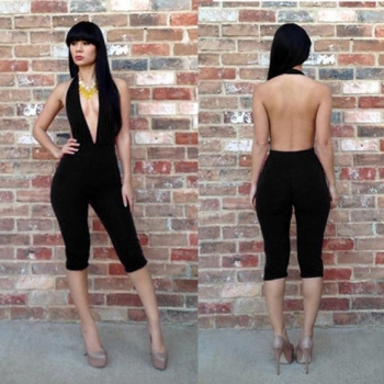 

Black Women's Bodycon Bodysuit One-Shoulder Backless Bodywear Jumpsuits & Rompers, Multicolor