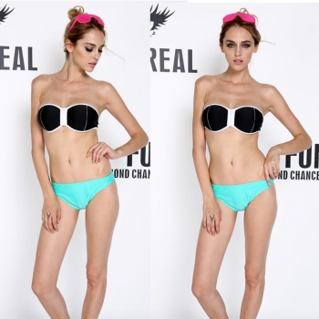 

Blue Sexy Women's fashion sexy Neoprene SWIMSUIT MIAMI MINT Bikini Set Bandeau bikini Swimwear, Multicolor