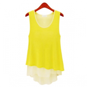 

Yellow New Women Chiffon Sleeveless Blouse Shirt Fashion Tops Cheap Clothing Vests Tanks & Camis, Multicolor