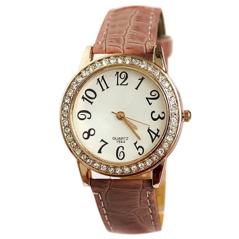

New Top Sale Fashion Women Retro Leather Crystal Vintage Wrist Quartz Watch Ladies Watches Wristwatch, Multicolor