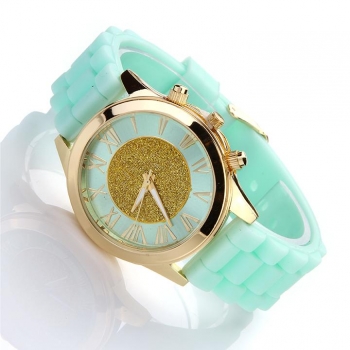

Green Fashion Quartz stainless steel silicone Flower Wristwatches