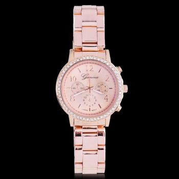 

Geneva Bling Crystal Ladies Women rhinestone Girl Unisex Stainless Steel Quartz Wrist Watch b8 SV004717, Rose golden