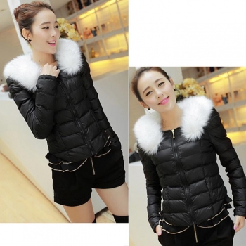 

Black New Fashion Women's Multi Color Winter Outerwear Pleated Hem Down Warm Removable Collar Coats & Jackets, Multicolor
