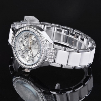 

Fashion Lady New Style Crystal Analog Silver Gold Womens Mens Quartz Wrist Watch, Multicolor