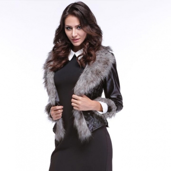 

Womens Warm Faux Fox Fur Leather Long Sleeve Winter Coats Jackets Blazer, Multicolor