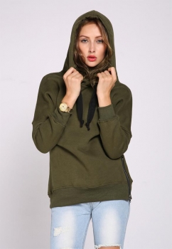 

Army green Long-sleeve Hooded Pullover Hoodies, Multicolor